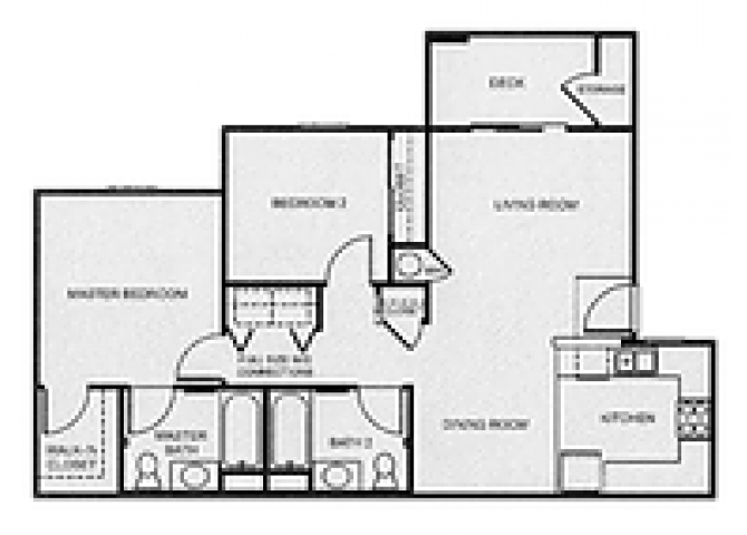 2x2 Affordable floor plan at Aspen Ridge Apartments in Albuquerque, NM